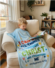Kids Christian Blanket | I Can Do All Things Through Christ | Philippians 4:13 | Faith Gift for Boys Girls | Bible Verse Blanket