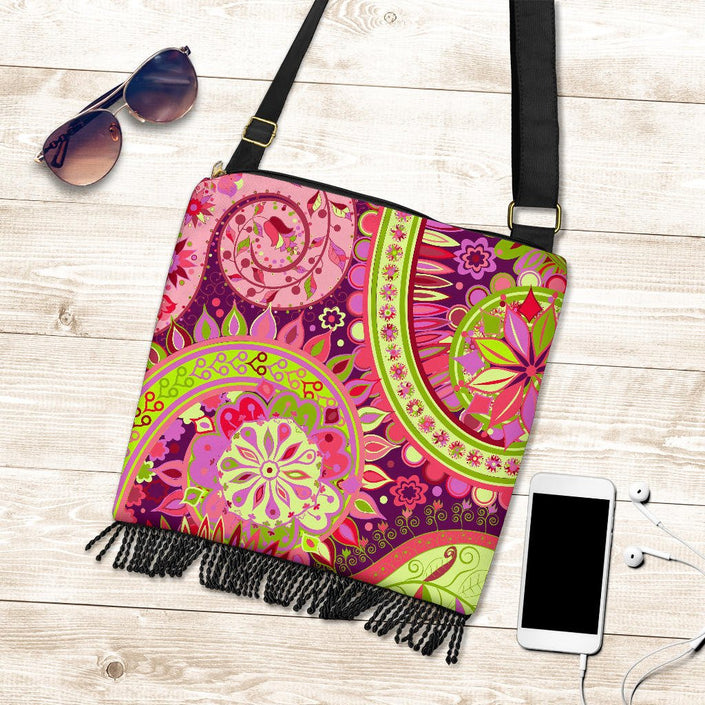 Pink Purple Paisley Wild Crossbody Bag - Carbone's Marketplace