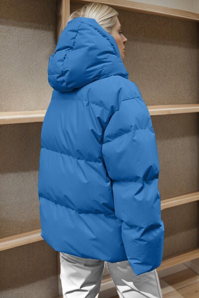 Pocketed Zip Up Hooded Puffer Jacket - Carbone's Marketplace