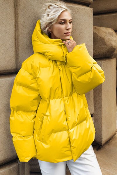 Pocketed Zip Up Hooded Puffer Jacket - Carbone's Marketplace