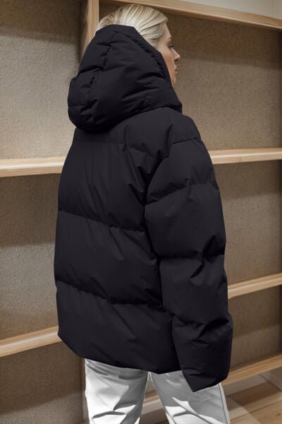 Pocketed Zip Up Hooded Puffer Jacket - Carbone's Marketplace