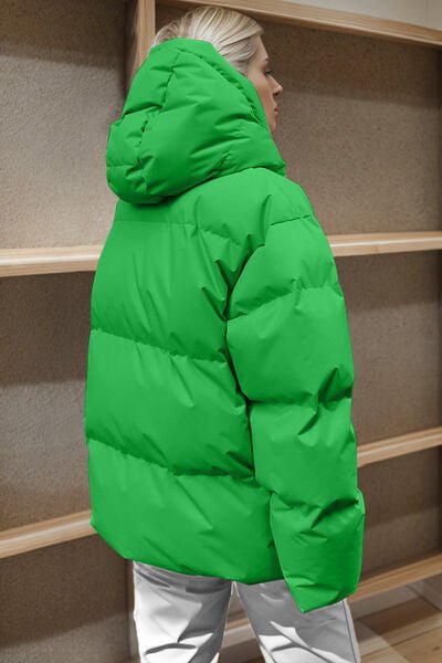 Pocketed Zip Up Hooded Puffer Jacket - Carbone's Marketplace