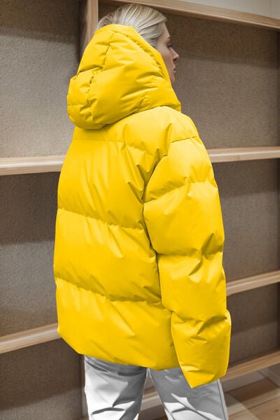 Pocketed Zip Up Hooded Puffer Jacket - Carbone's Marketplace