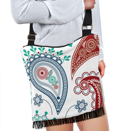 Pretty Wild Red Blue Paisley Boho Crossbody Bag - Carbone's Marketplace