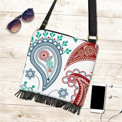 Pretty Wild Red Blue Paisley Boho Crossbody Bag - Carbone's Marketplace