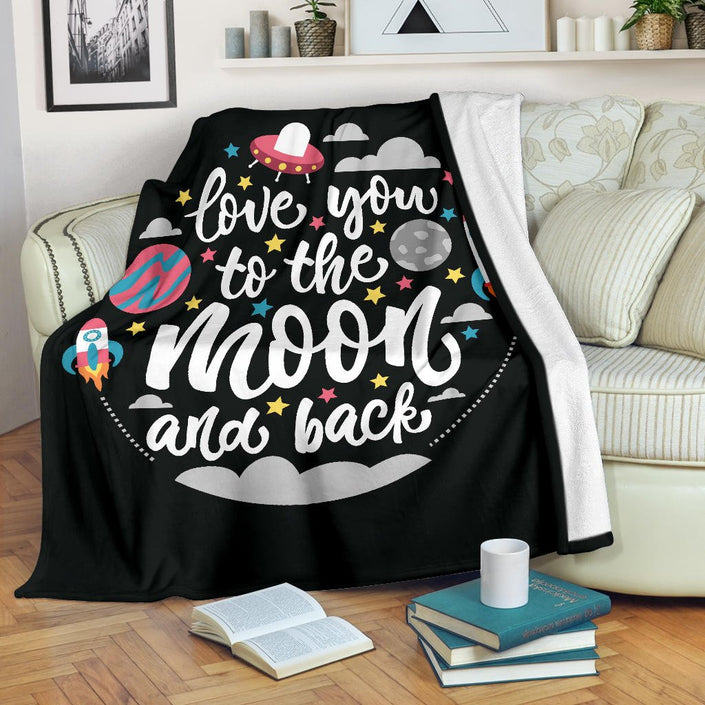 Quotes Space Love you to the Moon and Back Premium Blanket - Carbone's Marketplace