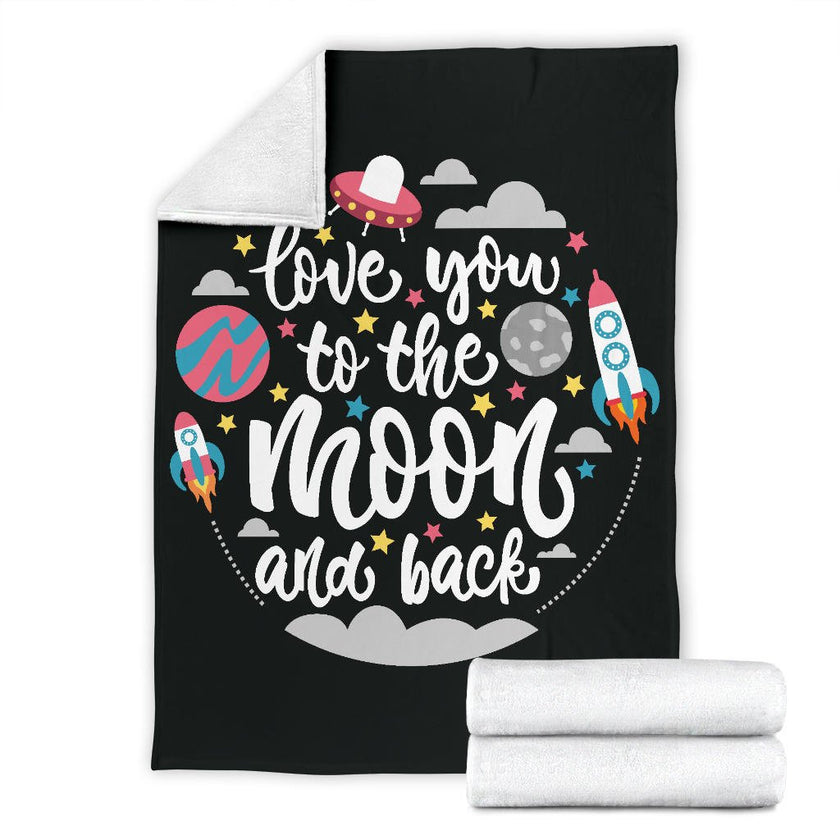 Quotes Space Love you to the Moon and Back Premium Blanket - Carbone's Marketplace