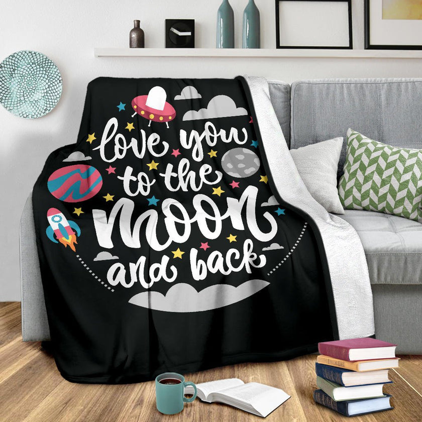Quotes Space Love you to the Moon and Back Premium Blanket - Carbone's Marketplace