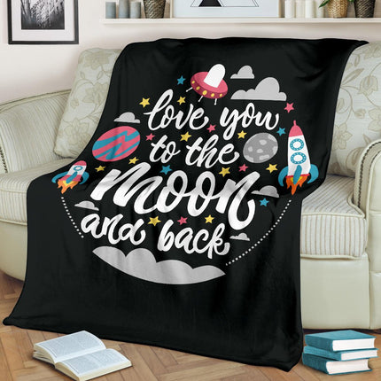 Quotes Space Love you to the Moon and Back Premium Blanket - Carbone's Marketplace