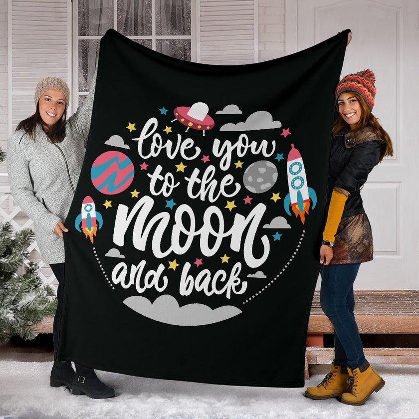 Quotes Space Love you to the Moon and Back Premium Blanket - Carbone's Marketplace