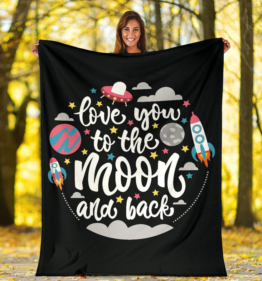 Quotes Space Love you to the Moon and Back Premium Blanket - Carbone's Marketplace