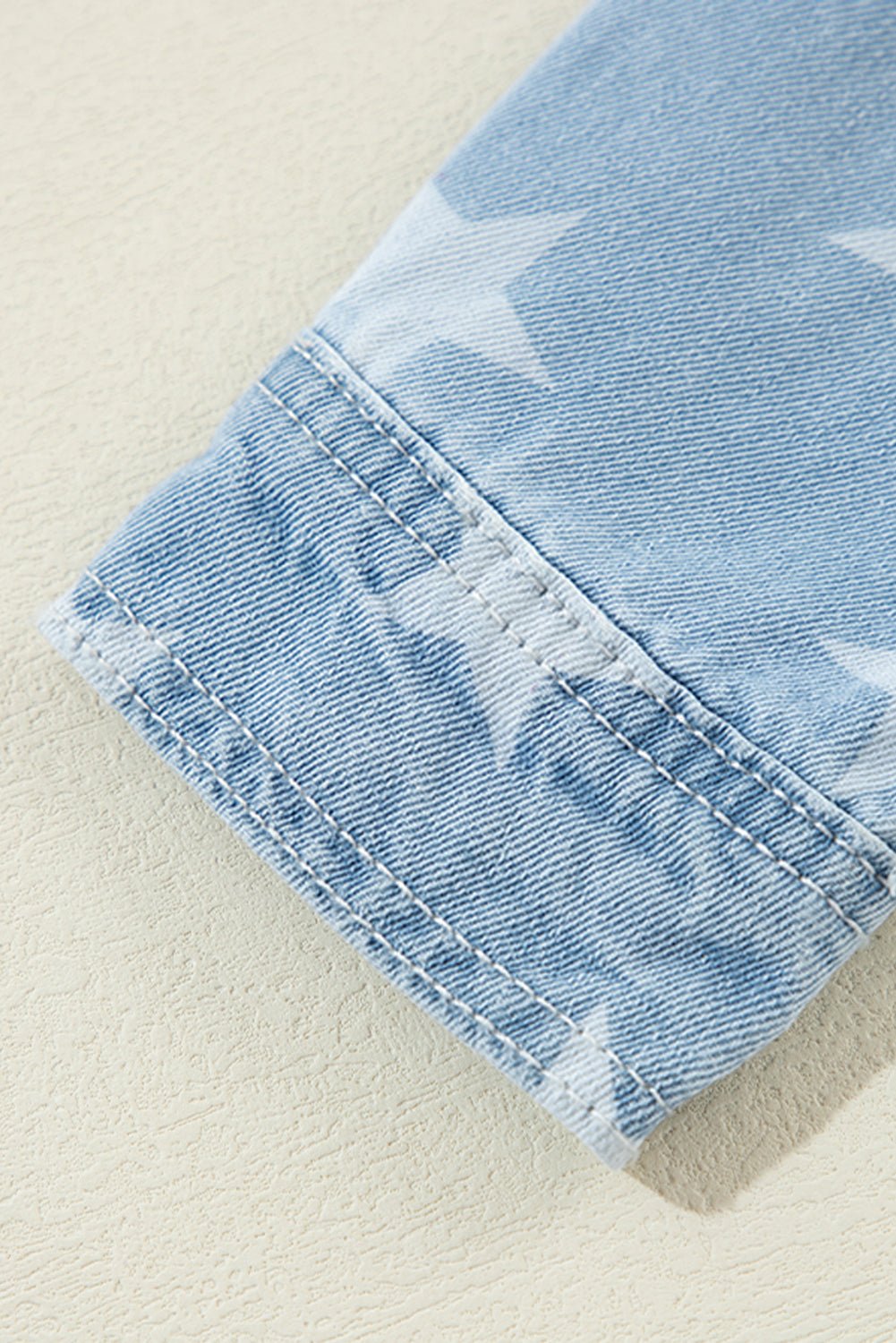 Raw Hem Star Collared Neck Denim Top - Carbone's Marketplace