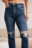 RFM Crop Dylan Full Size Tummy Control Distressed High Waist Raw Hem Jeans - Carbone's Marketplace