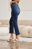 RFM Crop Dylan Full Size Tummy Control Distressed High Waist Raw Hem Jeans - Carbone's Marketplace