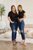 RFM Crop Dylan Full Size Tummy Control Distressed High Waist Raw Hem Jeans - Carbone's Marketplace