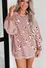 Sequin Candy Cane Round Neck Sweatshirt - Carbone's Marketplace