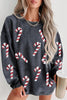 Sequin Candy Cane Round Neck Sweatshirt - Carbone's Marketplace