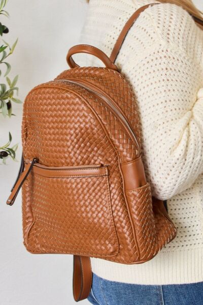 SHOMICO PU Leather Woven Backpack - Carbone's Marketplace