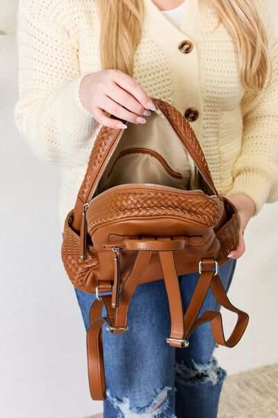 SHOMICO PU Leather Woven Backpack - Carbone's Marketplace