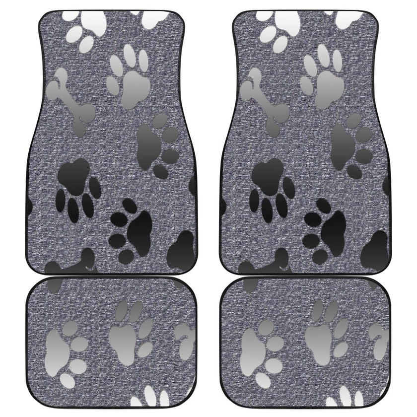 Silver bones and paws cute Car Floor Mat - Carbone's Marketplace