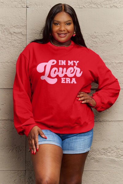 Simply Love Full Size IN MY LOVER ERA Round Neck Sweatshirt - Carbone's Marketplace