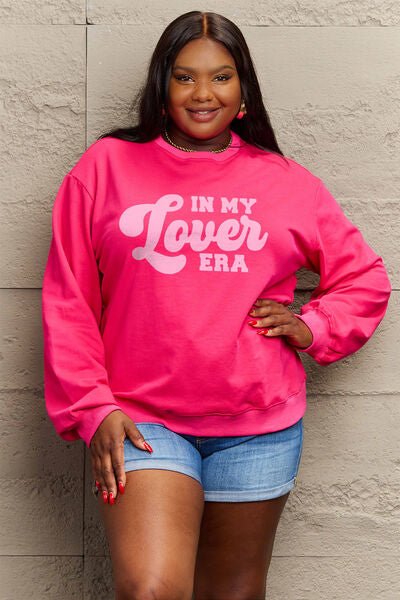 Simply Love Full Size IN MY LOVER ERA Round Neck Sweatshirt - Carbone's Marketplace