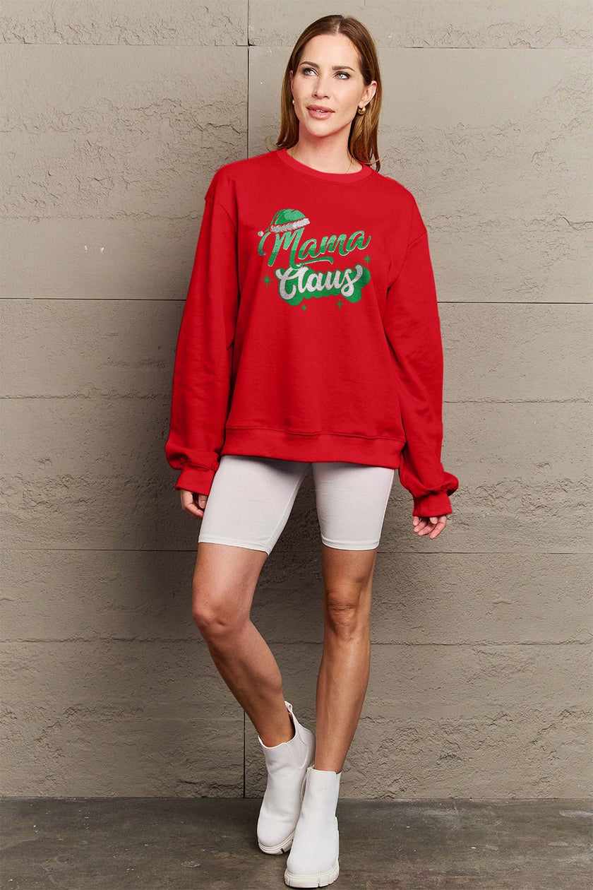 Simply Love Full Size MAMA CLAUS Round Neck Sweatshirt - Carbone's Marketplace