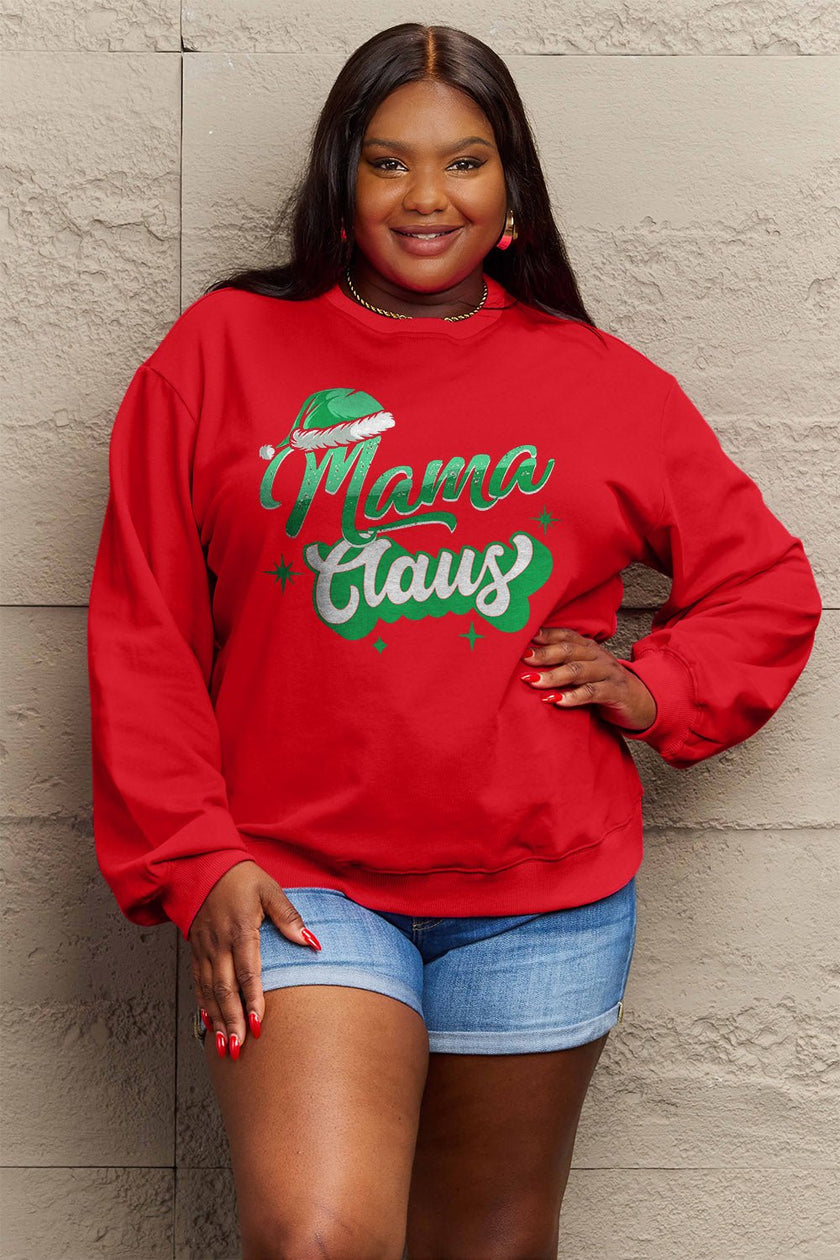 Simply Love Full Size MAMA CLAUS Round Neck Sweatshirt - Carbone's Marketplace