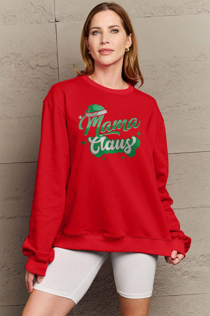 Simply Love Full Size MAMA CLAUS Round Neck Sweatshirt - Carbone's Marketplace