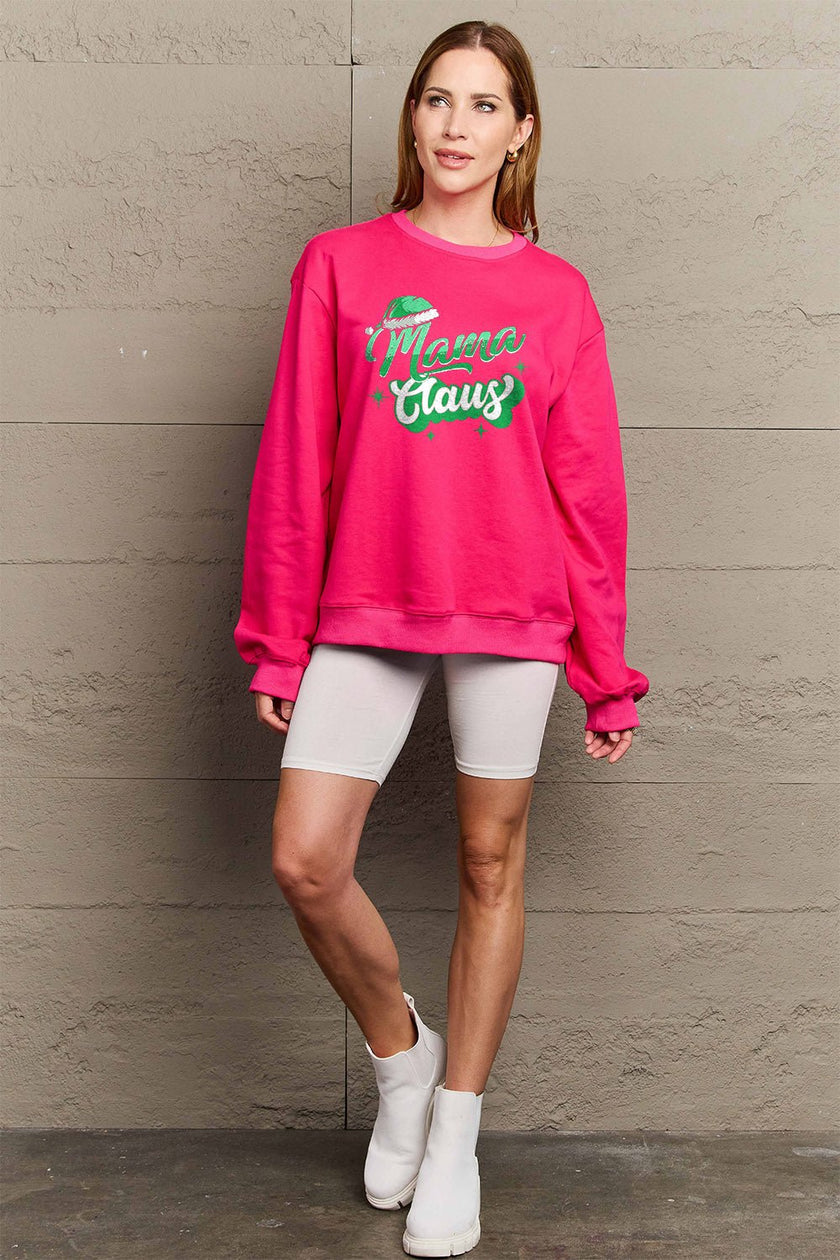 Simply Love Full Size MAMA CLAUS Round Neck Sweatshirt - Carbone's Marketplace