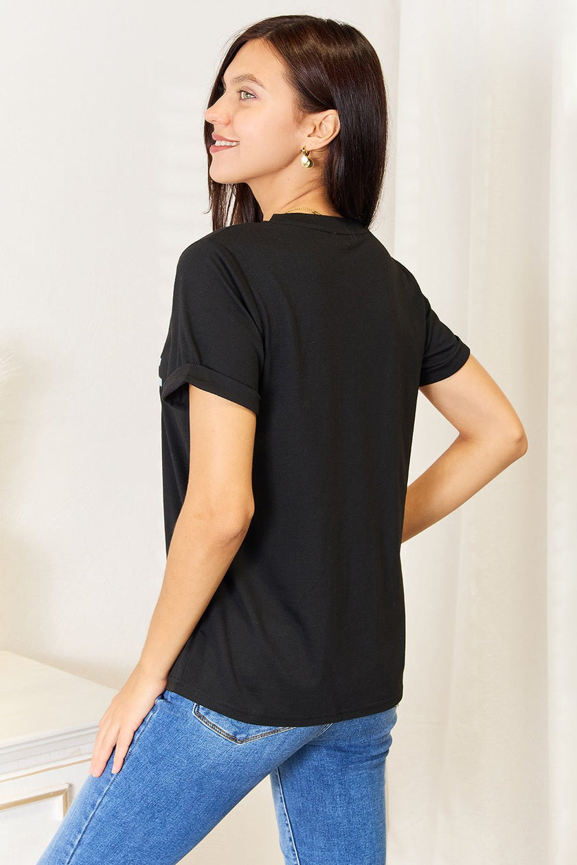 Simply Love Slogan Graphic Cuffed Sleeve T-Shirt - Carbone's Marketplace
