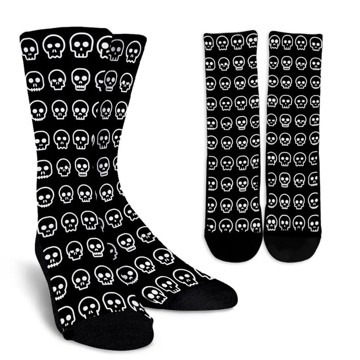 Skull Madness (White) Crew Socks - Carbone's Marketplace