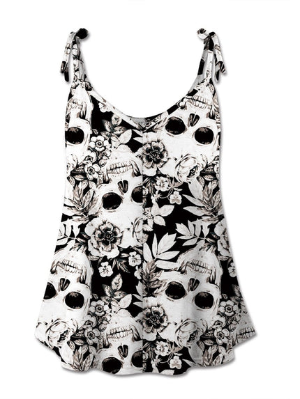 Skull Print Scoop Neck Cami - Carbone's Marketplace