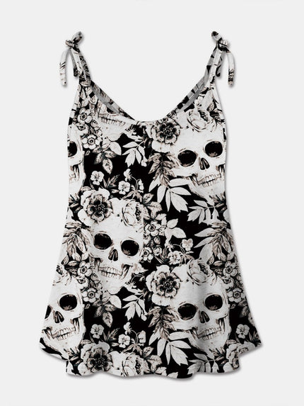 Skull Print Scoop Neck Cami - Carbone's Marketplace