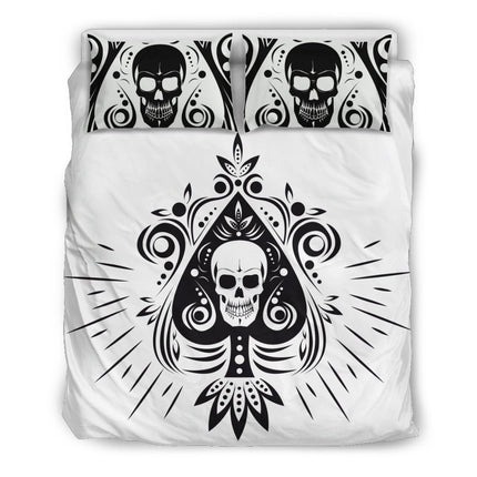 Skull Tattoo Design White Bedding Set - Carbone's Marketplace