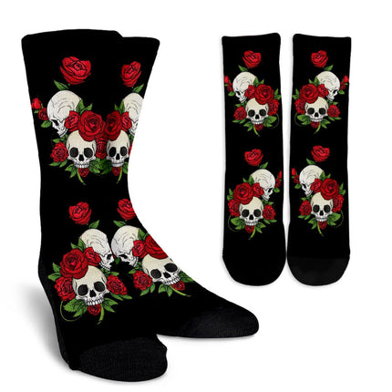 Skulls and Roses Black Crew Socks - Carbone's Marketplace