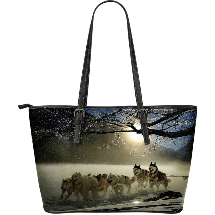 Sled Dog Large Leather Tote Bag - Carbone's Marketplace