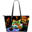 Sleeping Cat Large Leather Tote Bag - Carbone's Marketplace