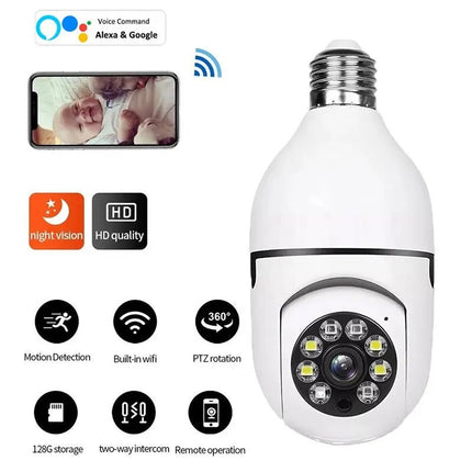Smart 5G Surveillance Bulb: Full - Color Night Vision - Carbone's Marketplace