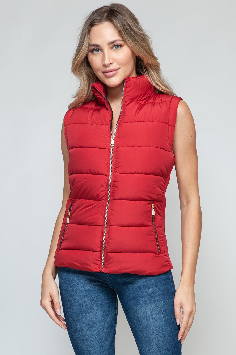 Snobbish Zip Up Turtleneck Vest with Pockets - Carbone's Marketplace