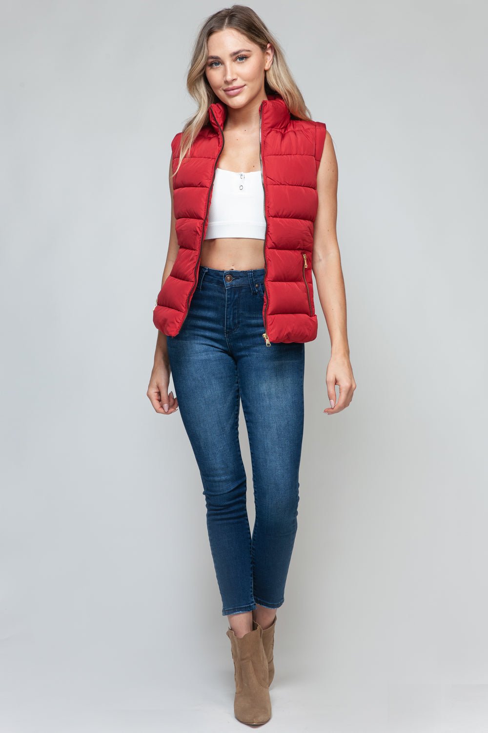 Snobbish Zip Up Turtleneck Vest with Pockets - Carbone's Marketplace