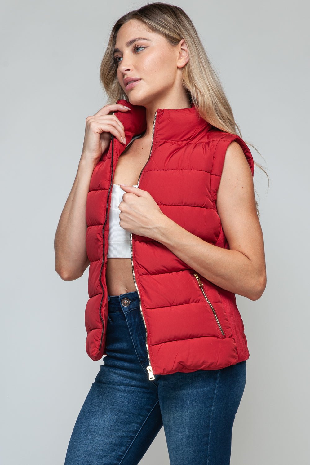 Snobbish Zip Up Turtleneck Vest with Pockets - Carbone's Marketplace