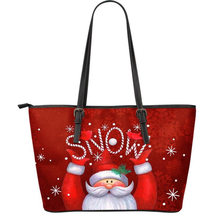 SNOW SANTA CHRISTMAS LARGE LEATHER TOTE BAGS - Carbone's Marketplace