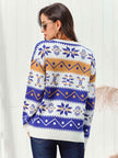 Snowflake Pattern Round Neck Sweater - Carbone's Marketplace