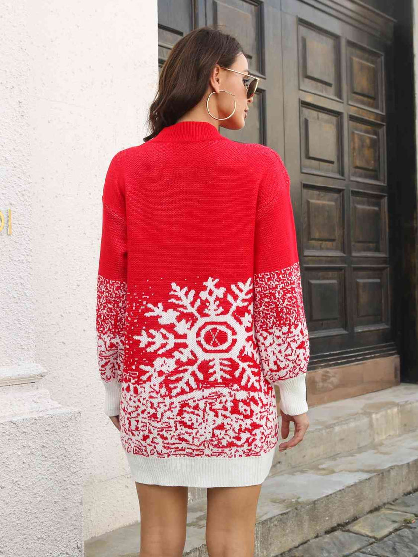 Snowflake Pattern Sweater Dress - Carbone's Marketplace