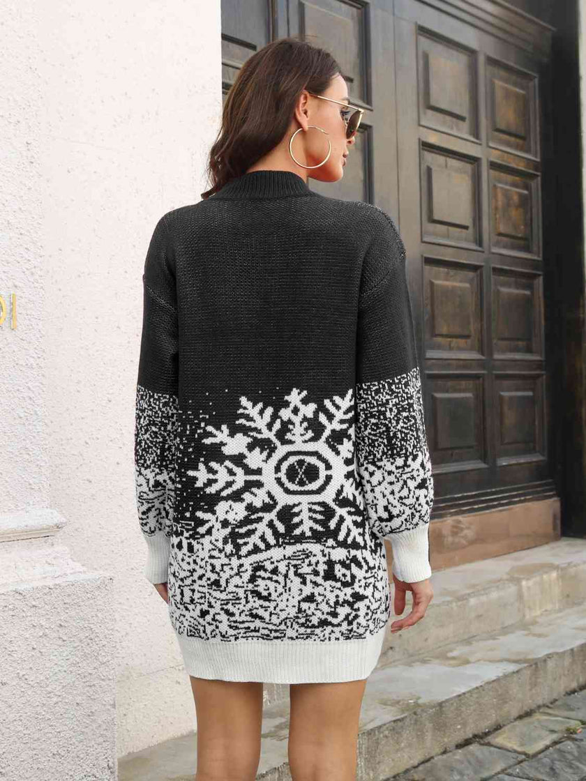 Snowflake Pattern Sweater Dress - Carbone's Marketplace