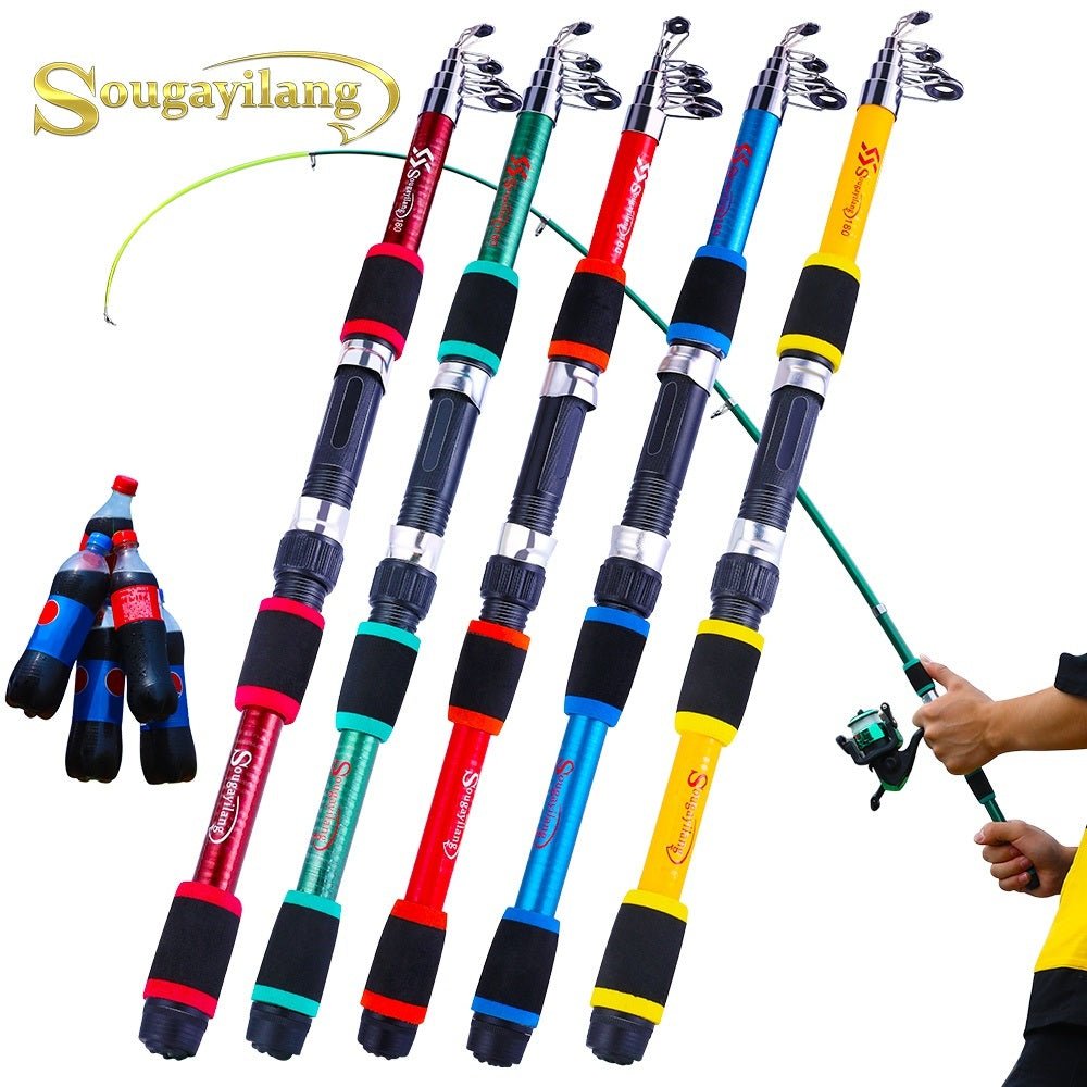 Sougayilang Travel Telescopic Fishing Rod Glass Fiber Fishing Pole - Carbone's Marketplace