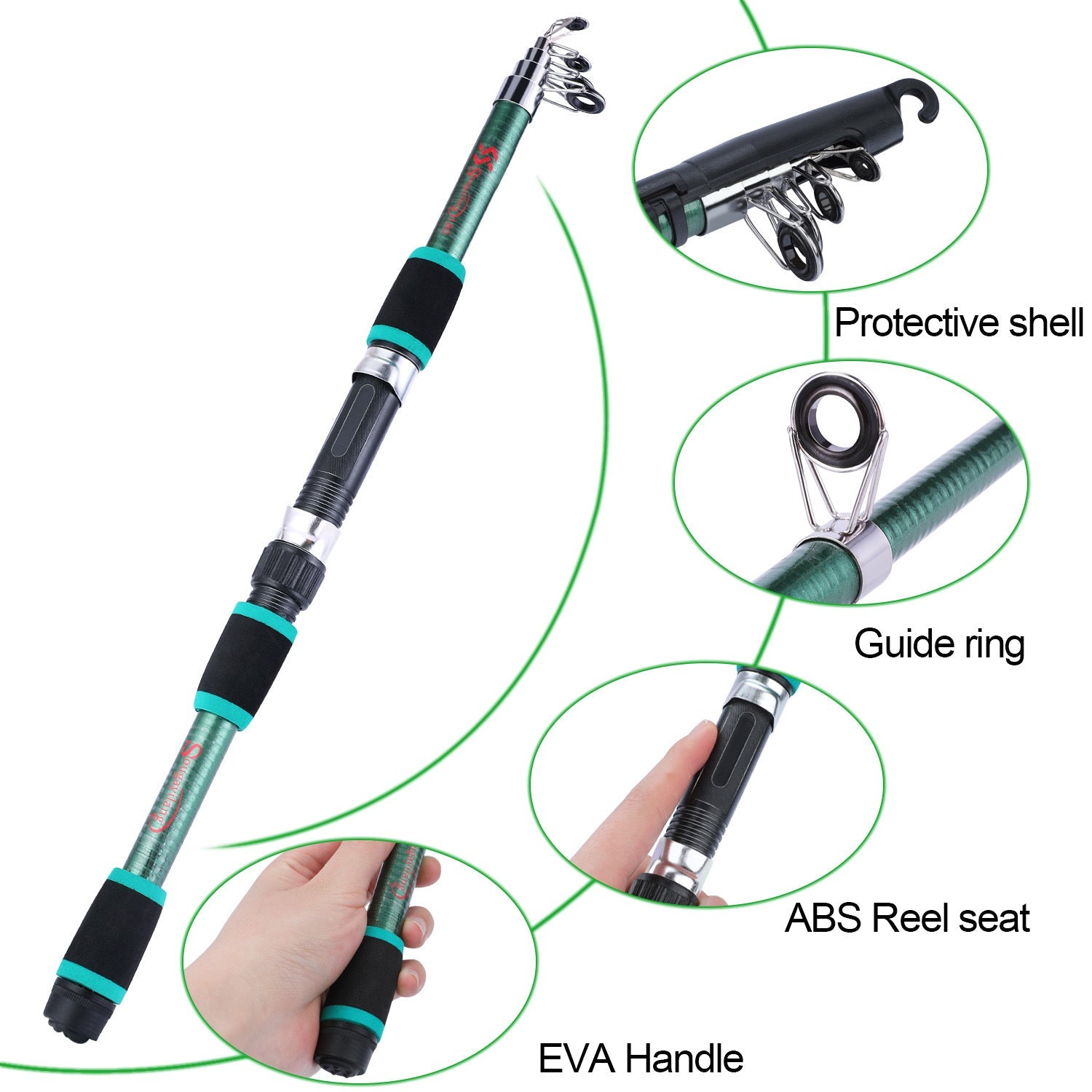 Sougayilang Travel Telescopic Fishing Rod Glass Fiber Fishing Pole - Carbone's Marketplace