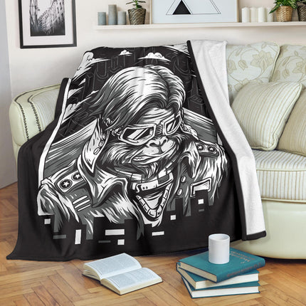 Space Monkey Black and White Art Premium Blanket - Carbone's Marketplace