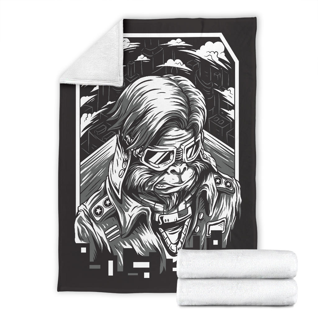 Space Monkey Black and White Art Premium Blanket - Carbone's Marketplace